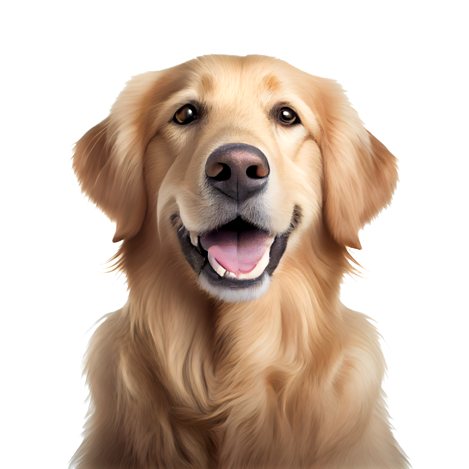  image of a cute and happy golden retriever with a wagging tail