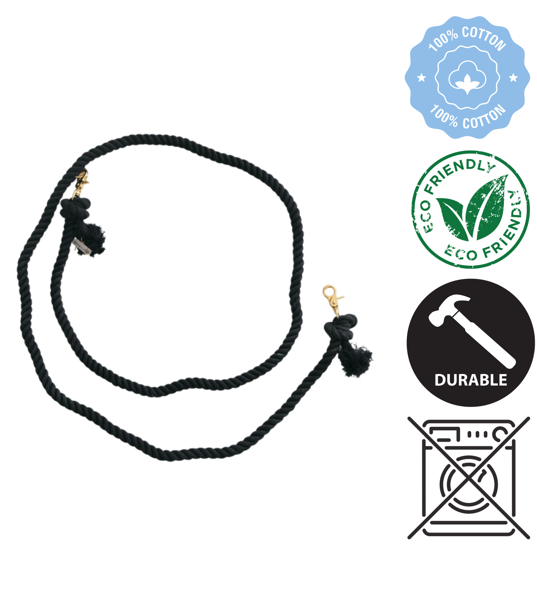 Dexypaws hands free dog leash black made from durable eco friendly 100 percent cotton material