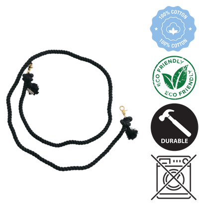 Dexypaws hands free dog leash black made from durable eco friendly 100 percent cotton material