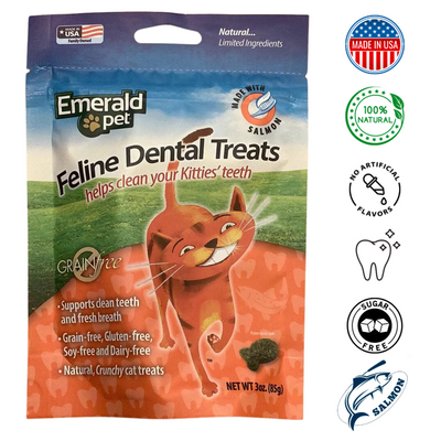 Emerald Pet - Dental Cat Treats Salmon - 3 Oz
