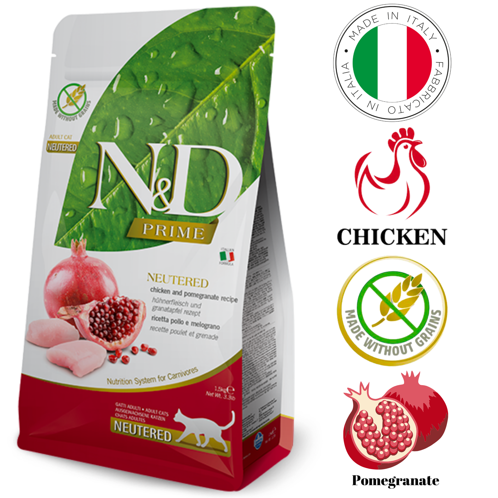 Farmina chicken pomegranate cat food for neutered cats with high-quality ingredients