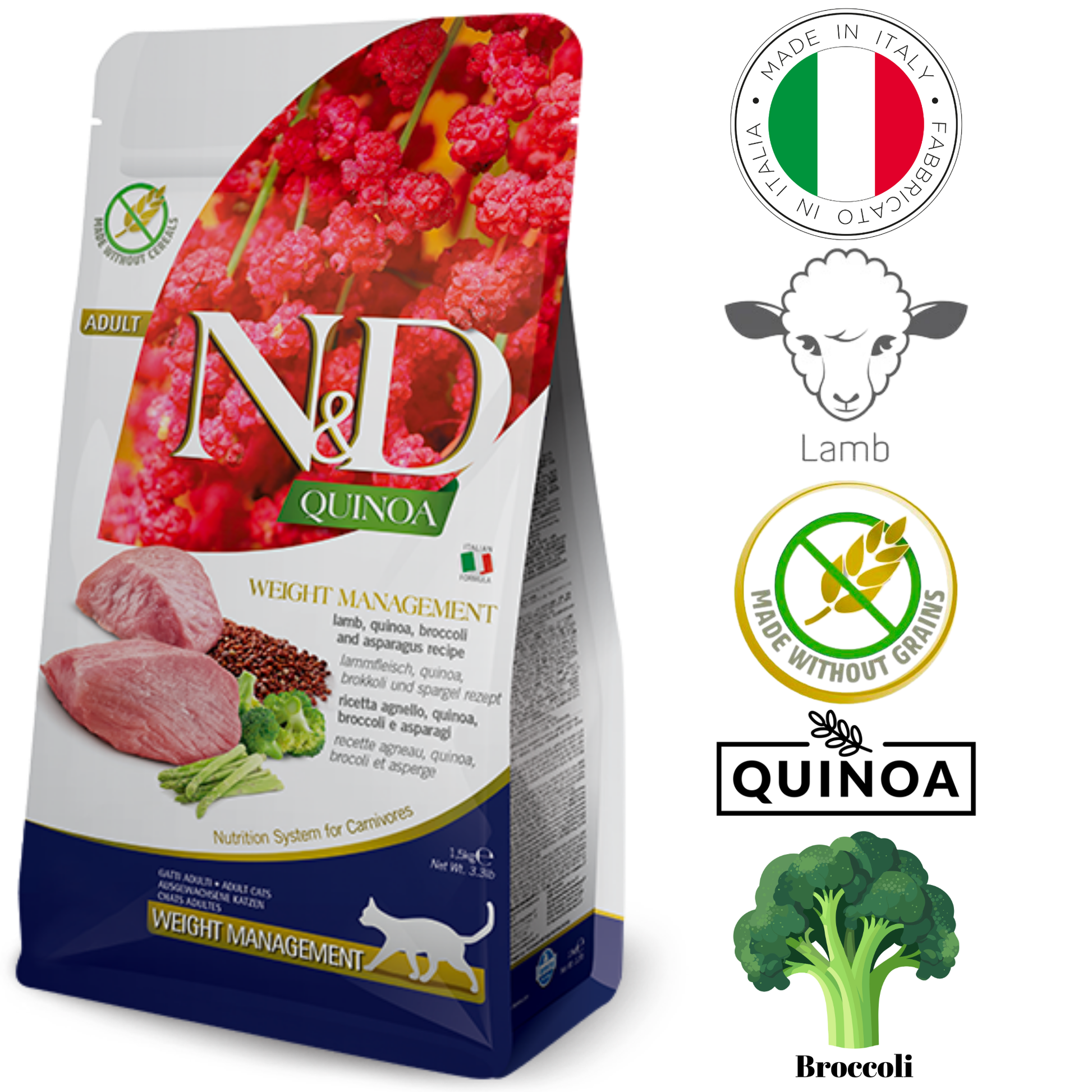 Farmina lamb quinoa cat food for weight management with real lamb and quinoa ingredients
