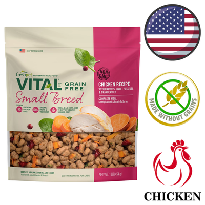 Fresh pet small breed chicken free dog food grain free chicken recipe with vegetables and cranberries