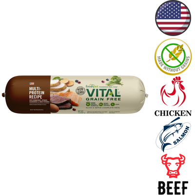 Fresh Pet Vital Chicken Beef Salmon fresh dog food multi-protein recipe grain free roll