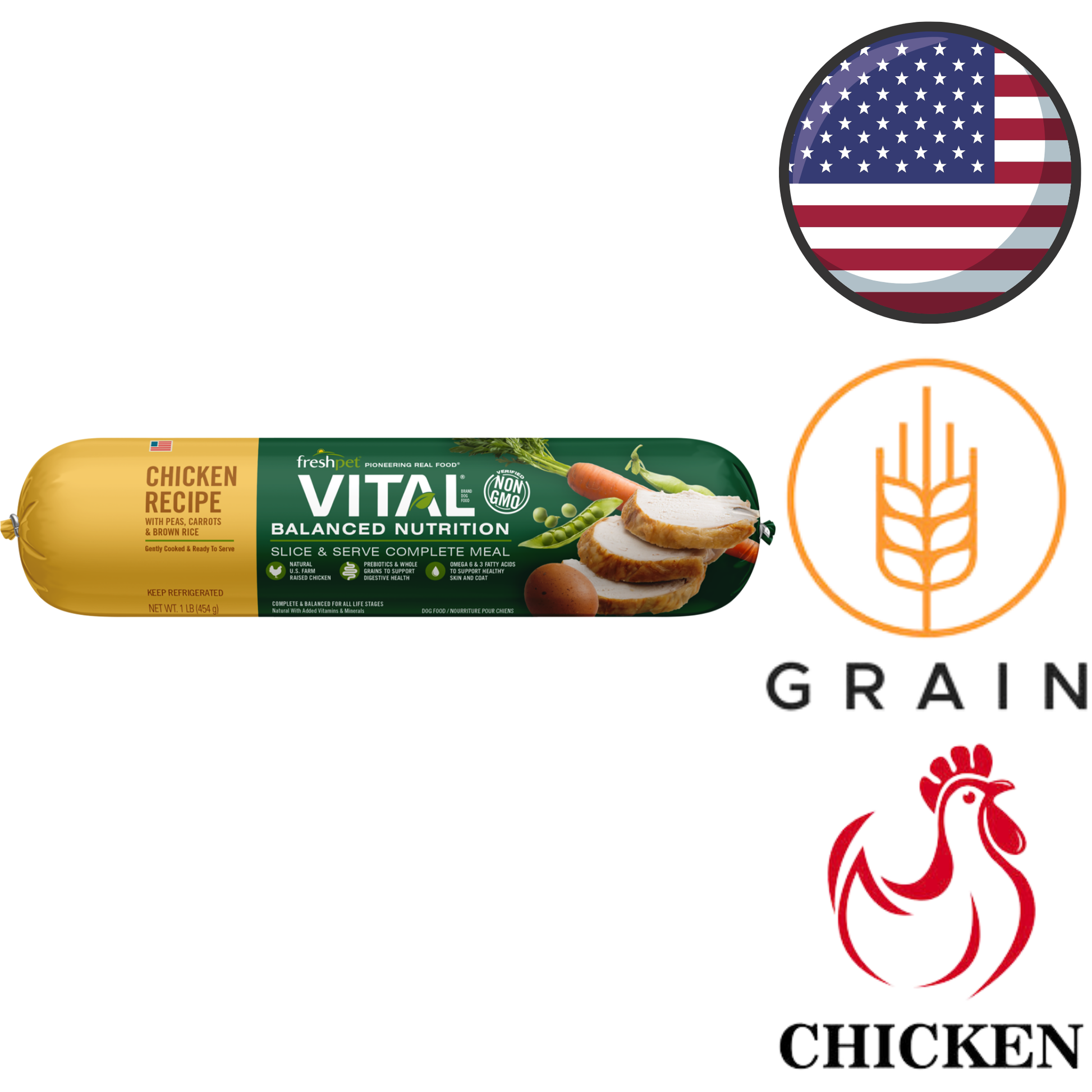 Fresh Pet - Vital Balanced Nutrition Chicken Fresh Dog Food - 1 lb, 2 lb 2