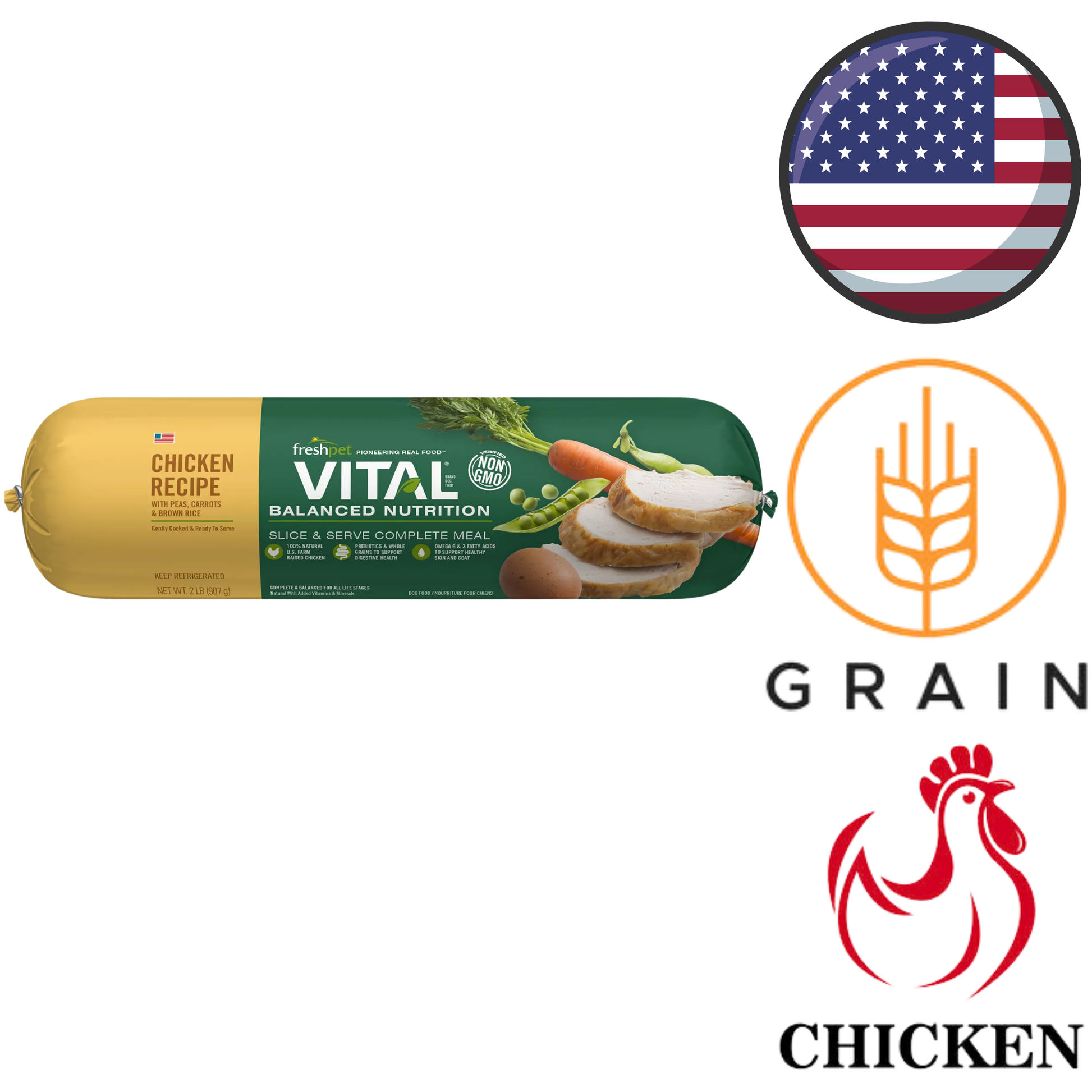 Fresh Pet - Vital Balanced Nutrition Chicken Fresh Dog Food - 1 lb, 2 lb 2