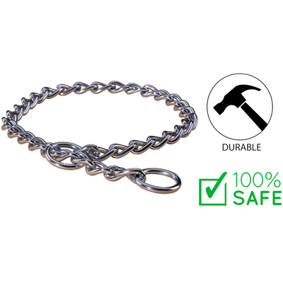 Hamilton small chain slip dog collar made of durable metal with 100 percent safe design