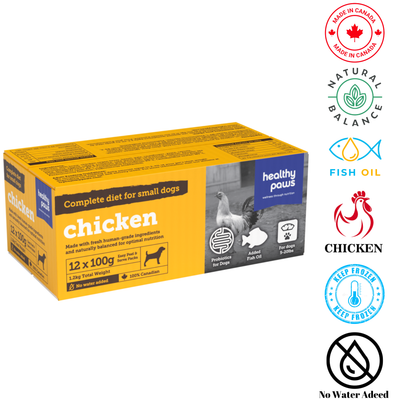 Healthy Paws Small Dog Chicken Dinner Pack, 12 x 100g, complete diet for small dogs with chicken