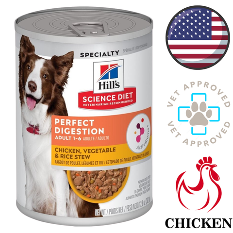 Hills Science Diet Perfect Digestion chicken rice stew can with dog photo vet approved digestive support wet dog food for sale