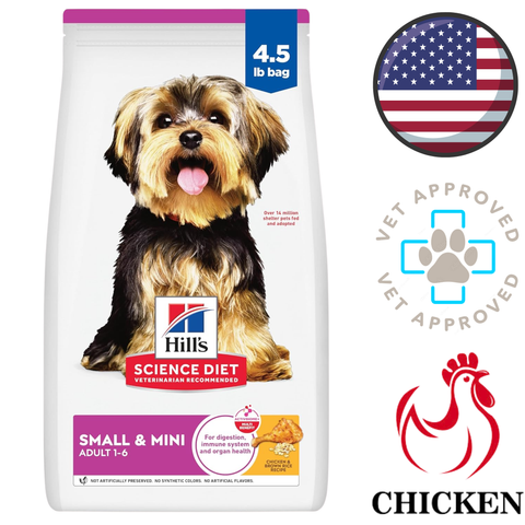 Hills Science Diet 4.5 lb bag with small dog image chicken and rice small dog kibble for adult small breeds