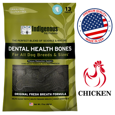 Indigenous pet dental health bones for dogs grain-free chicken flavor treats for fresh breath