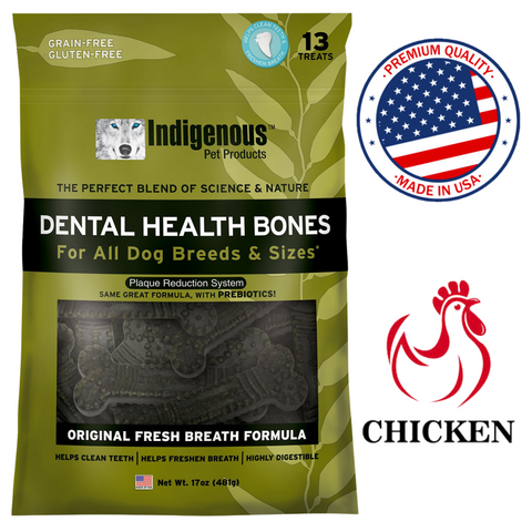 Indigenous pet dental health bones for dogs grain-free chicken flavor treats for fresh breath
