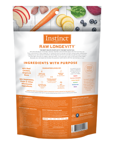 Instinct Raw Longevity chicken puppy dog food dehydrated freeze dried with real chicken organs and vegetables