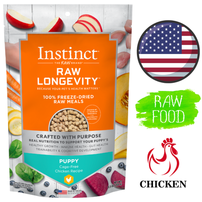 Instinct raw longevity chicken puppy dog food freeze dried raw meals for healthy growth
