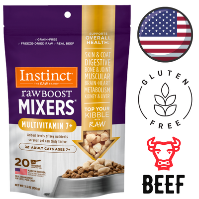 Instinct raw senior cat multivitamin topper freeze dried beef for adult cats ages 7 plus