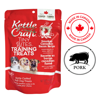 Kettle Craft tiny bites dog training treats smoky Canadian bacon recipe soft pork treats