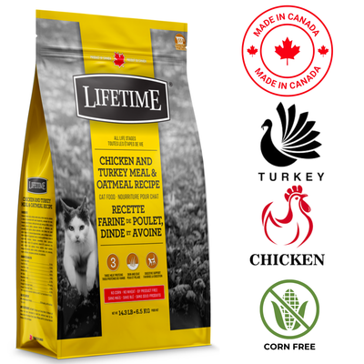 Lifetime chicken turkey cat food dry cat food bag with chicken and turkey meal and oatmeal recipe