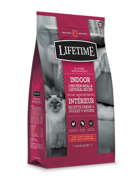 Lifetime indoor chicken oatmeal cat food dry food bag with chicken meal and oatmeal recipe