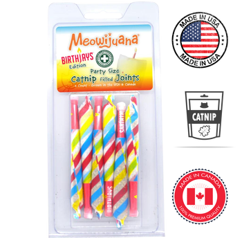 Meowijuana birthday catnip joints party size colorful catnip filled sticks for cats
