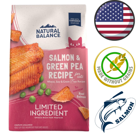 Natural Balance salmon and green pea limited ingredient cat food kibble pea and salmon cat food for sensitive stomach