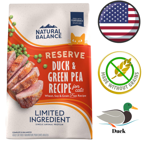 Natural Balance Reserve duck and green pea cat food bag limited ingredient grain free premium duck cat food North York