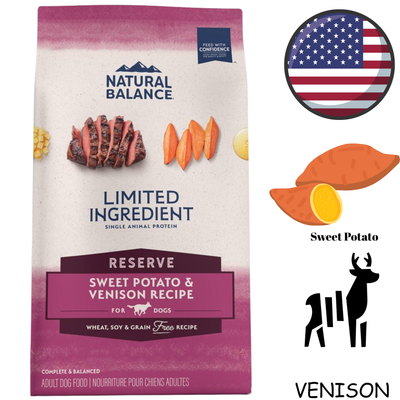 Natural Balance Limited Ingredient Reserve Sweet Potato and Venison bag premium hypoallergenic dog food