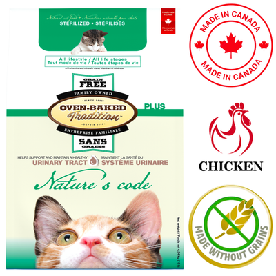 Oven baked urinary tract cat food by Oven Baked Tradition with chicken flavor made in Canada