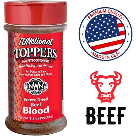 Northwest naturals beef blood pet food topper freeze dried raw food for dogs and cats