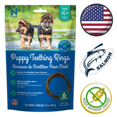 NPIC salmon puppy teething rings dog treats package with 6 rings for healthy teeth and brain development