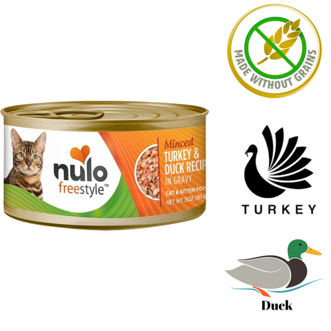 Nulo Freestyle grain-free turkey duck cat food canned wet food with minced turkey and duck recipe