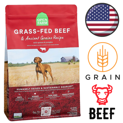 Open Farm Grass-Fed Beef Dog Food with Quinoa and Pumpkin in a 22lb Bag