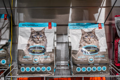 Oven Baked Tradition oven baked semi-moist fish cat food in packaging on store shelf