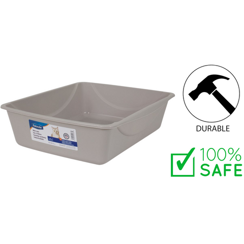 Petmate high sided gray rectangular litter box ideal for shared use best litter pan for multiple cats