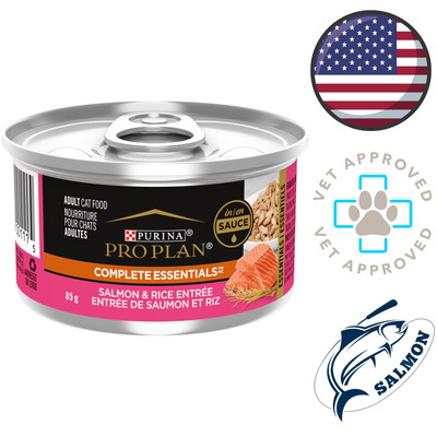 Purina Pro Plan salmon and rice canned cat food in sauce vet approved grain inclusive canned cat food for adults