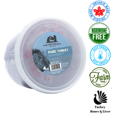 Raw Performance - Pure Turkey Raw Dog Food - 1 lb, 2 lb, 4 lb 2