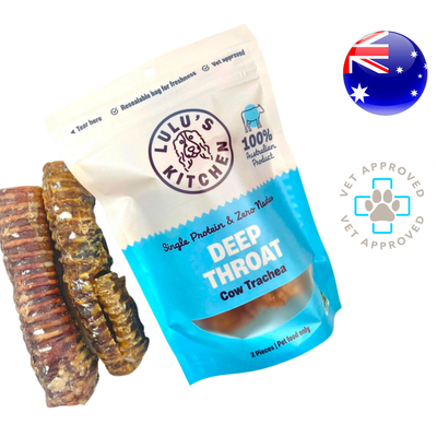Rover pet deep throat cow trachea dog treats in resealable packaging for natural protein chew