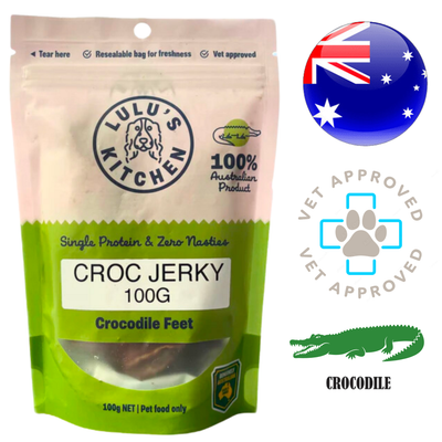Rover Pet Products - Croc Jerky Dog Treats - 100 Grams