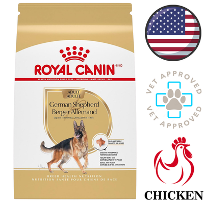 Royal Canin adult German Shepherd chicken formula bag vet approved best dog food for German Shepherds
