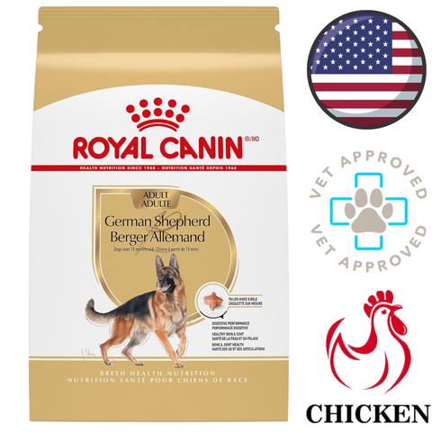 Royal Canin adult German Shepherd chicken formula bag vet approved best dog food for German Shepherds