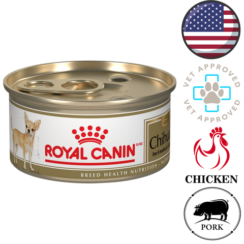 Royal Canin Chihuahua adult wet dog food metal pull top can with chicken and pork recipe for small dogs