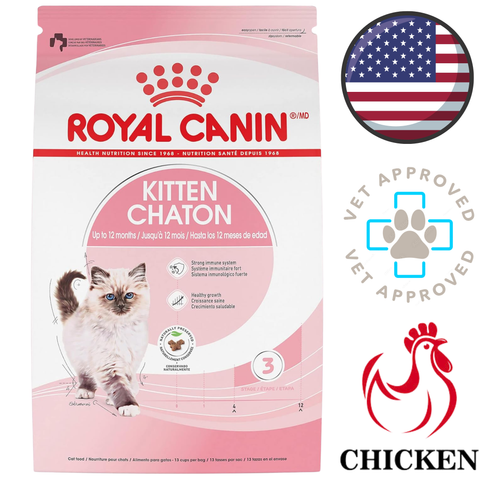 Royal Canin Kitten Chaton dry food bag with kitten image chicken recipe for up to 12 months feline health nutrition kitten food