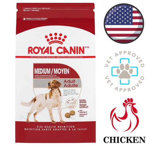 Royal Canin medium breed adult dog food chicken formula bag for adult medium dogs with balanced nutrition