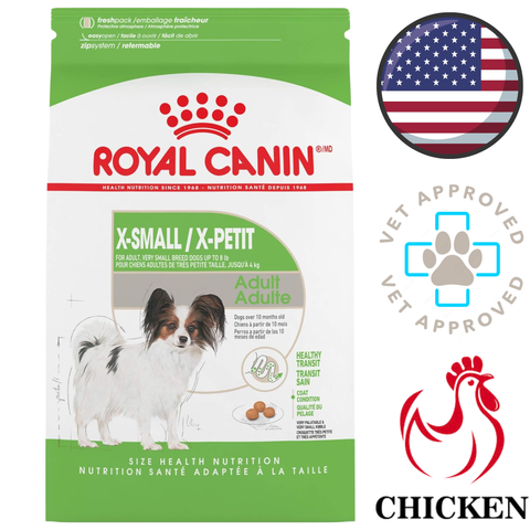 Royal Canin X Small Adult chicken formula bag premium small breed dog food for tiny adults