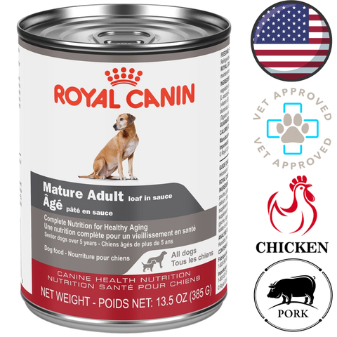 Royal Canin mature adult loaf in sauce dog food can with chicken and pork flavors senior dog food canned
