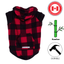 Sharper Barker lightweight dog hoodie in red and black plaid made with durable bamboo fabric