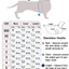 The Sharper Barker lightweight dog hoodie measurement guide showing neck chest and length sizing for accurate fit
