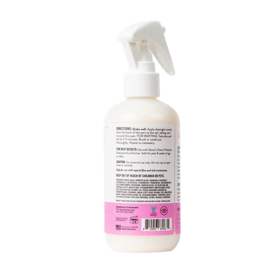 Back view of Skout Honour lilac linen puppy probiotic detangler spray bottle for dog grooming