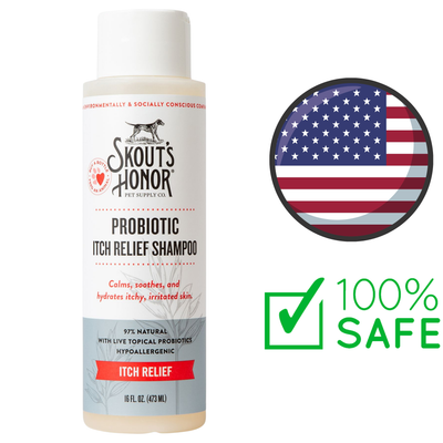 Skouta honour itch relief shampoo for dogs probiotic formula calms and hydrates itchy skin 16 oz bottle