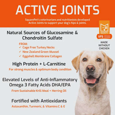SquarePet Hip and Joint Support Dog Food with natural glucosamine and anti-inflammatory benefits