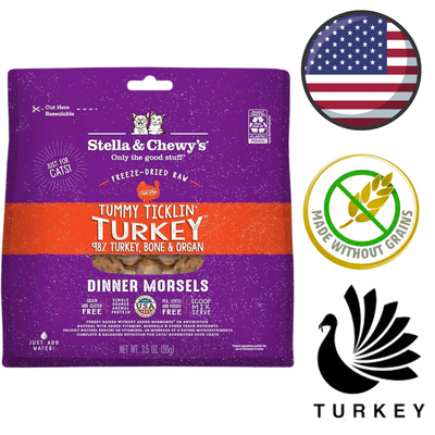 Stella & Chewy turkey dinner morsels cat food freeze-dried raw turkey bone and organ dinner morsels